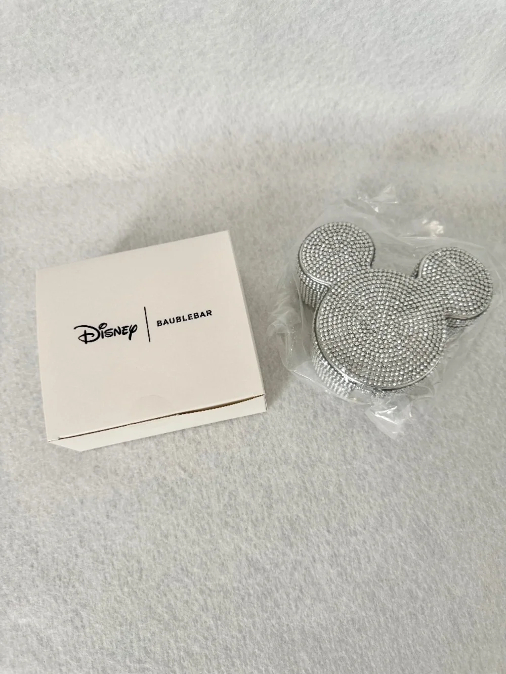 NIB BaubleBar x Disney Mickey Ears Silver Rhinestones Jewelry Case